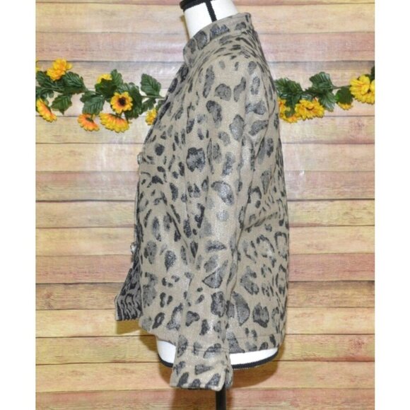 Vintage Painted Pony Ladies XS Leopard Print Jacket Metallic Threads Flax Blend - Picture 6 of 13